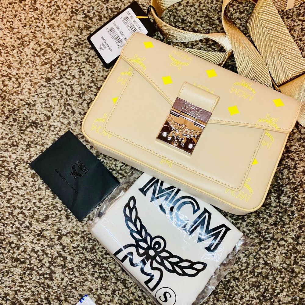 NEW! MCM Millie Yellow Small Color Splash Logo Leather Crossbody Bag - Picture 3 of 17